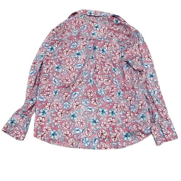 ZARA Sz M floral pink satin button blouse shirt like new - Picture 2 of 9